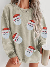 Load image into Gallery viewer, Sequin Santa Patch Ribbed Sweatshirt