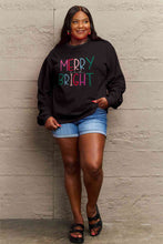 Load image into Gallery viewer, Simply Love Full Size MERRY AND BRIGHT Graphic Sweatshirt