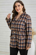 Load image into Gallery viewer, Plus Size Plaid Buttoned Collared Shacket