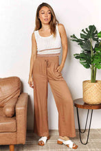 Load image into Gallery viewer, Double Take Drawstring Smocked Waist Wide Leg Pants