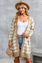 Load image into Gallery viewer, Plaid Open Front Long Sleeve Cardigan