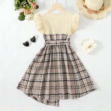 Load image into Gallery viewer, Plaid Round Neck Asymmetrical Dress