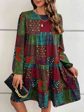 Load image into Gallery viewer, Patchwork Round Neck Long Sleeve Dress