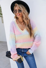 Load image into Gallery viewer, Multicolored V-Neck Rib-Knit Sweater