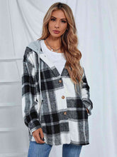 Load image into Gallery viewer, Plaid Hooded Jacket with Pockets