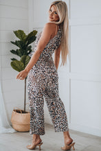 Load image into Gallery viewer, Leopard Print Tie Front Grecian Jumpsuit