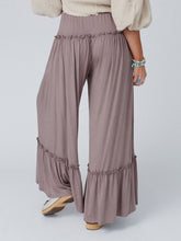 Load image into Gallery viewer, Wide Leg Ruffle Trim Pants
