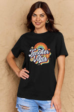 Load image into Gallery viewer, Simply Love Full Size TEACHER VIBES Graphic Cotton T-Shirt