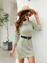 Load image into Gallery viewer, Turtleneck Long Sleeve Slit Sweater Dress