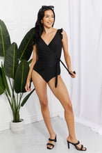 Load image into Gallery viewer, Marina West Swim Full Size Float On Ruffle Faux Wrap One-Piece in Black