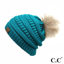 Load image into Gallery viewer, C.C faux fur pom beanie