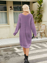 Load image into Gallery viewer, V-Neck Long Sleeve Sweater Dress