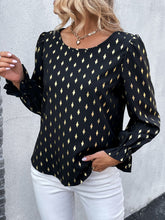 Load image into Gallery viewer, Double Take Printed Round Neck Flounce Sleeve Blouse