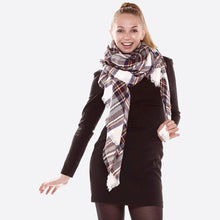 Load image into Gallery viewer, Ivory Plaid blanket scarf