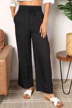 Load image into Gallery viewer, Double Take Drawstring Smocked Waist Wide Leg Pants