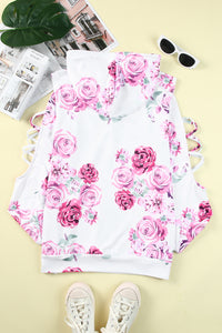 Floral Crisscross Drawstring Hoodie