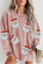 Load image into Gallery viewer, Sequin Santa Patch Ribbed Sweatshirt