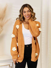 Load image into Gallery viewer, Flower Dropped Shoulder Open Front Cardigan