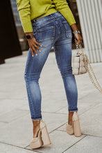 Load image into Gallery viewer, Distressed Button-Fly Jeans with Pockets