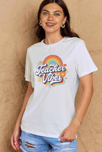 Load image into Gallery viewer, Simply Love Full Size TEACHER VIBES Graphic Cotton T-Shirt