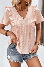Load image into Gallery viewer, Printed Ruffle Trim Pleated Detail Blouse
