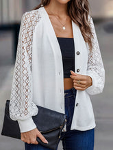 Load image into Gallery viewer, Lantern Sleeve V-Neck Button-Down Cardigan