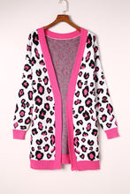 Load image into Gallery viewer, Leopard Contrast Trim Open Front Longline Cardigan
