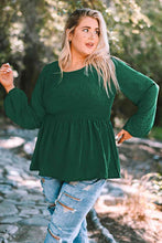 Load image into Gallery viewer, Plus Size Smocked Balloon Sleeve Babydoll Top