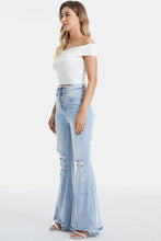 Load image into Gallery viewer, BAYEAS Full Size Distressed Raw Hem High Waist Flare Jeans
