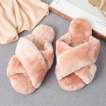 Load image into Gallery viewer, Faux Fur Crisscross Strap Slippers