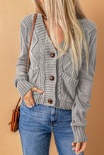 Load image into Gallery viewer, Mixed Knit Button Down Cardigan with Pockets