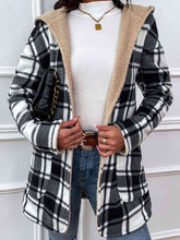 Load image into Gallery viewer, Plaid Hooded Longline Coat