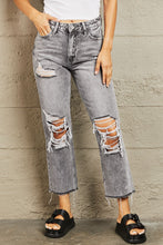 Load image into Gallery viewer, BAYEAS Acid Wash Distressed Cropped Straight Jeans