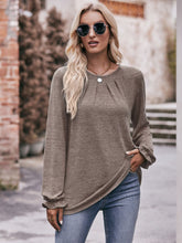 Load image into Gallery viewer, Double Take Long Flounce Sleeve Round Neck Blouse