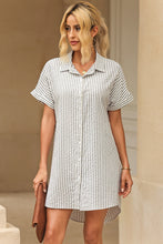 Load image into Gallery viewer, Full Size Striped Short Sleeve Shirt Dress