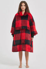 Load image into Gallery viewer, Plaid Hooded Oversize Fuzzy Lounge Dress