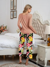 Load image into Gallery viewer, Round Neck Top and Printed Pants Lounge Set