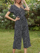 Load image into Gallery viewer, Printed V-Neck Short Sleeve Jumpsuit