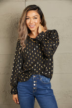 Load image into Gallery viewer, Double Take Printed Round Neck Flounce Sleeve Blouse