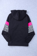 Load image into Gallery viewer, Leopard Color Block Zip-Up Hooded Jacket