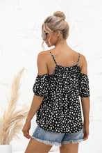 Load image into Gallery viewer, Printed Cold-Shoulder Frill Trim Blouse