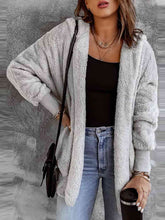 Load image into Gallery viewer, Open Front Hooded Faux Fur Outwear with Pockets