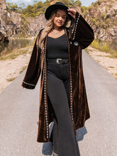 Load image into Gallery viewer, Plus Size Embroidery Open Front Long Sleeve Cardigan