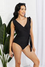 Load image into Gallery viewer, Marina West Swim Full Size Float On Ruffle Faux Wrap One-Piece in Black