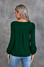 Load image into Gallery viewer, Pleated Detail Cutout Puff Sleeve Blouse