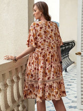 Load image into Gallery viewer, Plus Size Floral Crochet Flutter Sleeve Dress