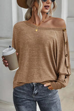 Load image into Gallery viewer, Boat Neck Buttoned Long Sleeve T-Shirt