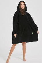 Load image into Gallery viewer, Lantern Sleeve Oversized Hooded Fuzzy Lounge Dress