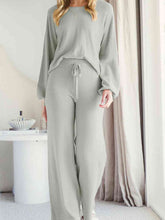 Load image into Gallery viewer, Long Sleeve Lounge Top and Drawstring Pants Set