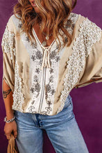 Load image into Gallery viewer, V-Neck Lace Detail Slit Blouse